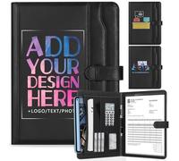 ENOMY Personalized Leather Padfolio with Logo/Text/Image Customized Portfolio for Men Women Professional Padfolio for Business, Office, Resumes, Interviews, Idea Gift