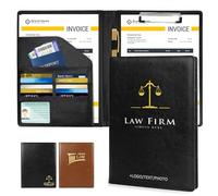 ENOMY PU Leather Document Folder A4 Personalised Custom Letter Presentation Folders with Logo for Men & Women Business Conference Portfolio Office Organiser Interview Essential Black