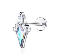 ENONTY 1 Piece 16G G23 Titanium Non-Threaded Labret Stud, Studs with Shiny Cubic Zirconia for Labret, Tragus, Helix, Conch, Lobe, Rook, Cartilage, Pusher, for Sleeping, Piercing for Men and Women