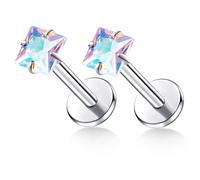 ENONTY 16G 18G 20G G23 Titanium Push in Labret Monroe Stud Threadless Lip Nose Stud Cartilage Medusa Conch Helix Lobe Tragus Earrings, S, Titanium, cubic zirconia