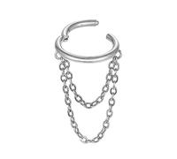 ENONTY 16G Titanium Cartilage Earrings Hoop 7mm 9mm Helix Piercing Jewelry with Single/Double/Triple Chains Hypoallergenic Hinged Clicker, 7mm and 9mm, Titanium, no gemstone