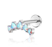 ENONTY 1pcs 16G G23 Titanium Threadless Labret Studs Push-in Colorful CZ Labret Cluster Tragus Helix Conch Lobe Rook Cartilage Push Back Sleeper Piercing Jewelry Earring Stud, S, Titanium, cubic