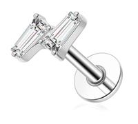 ENONTY G23 Titanium Flat Back Earrings Studs 20g 18g 16g F136 Titanium Labrets Press Fit Threadless Push In Dainty Cartilage Helix Conch Lobe Lip Tragus Piercing Jewelry Push Back, S, Titanium, cubic