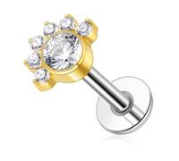 ENONTY G23 Titanium Flat Back Earrings Studs 20g 18g 16g F136 Titanium Labrets Press Fit Threadless Push In Dainty Cartilage Helix Conch Lobe Lip Tragus Piercing Jewelry Push Back, S, Titanium, cubic