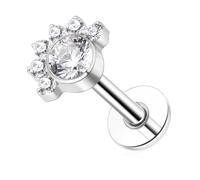 ENONTY G23 Titanium Flat Back Earrings Studs 20g 18g 16g F136 Titanium Labrets Press Fit Threadless Push In Dainty Cartilage Helix Conch Lobe Lip Tragus Piercing Jewelry Push Back, S, Titanium, cubic
