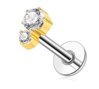 ENONTY G23 Titanium Flat Back Earrings Studs 20g 18g 16g F136 Titanium Labrets Press Fit Threadless Push In Dainty Cartilage Helix Conch Lobe Lip Tragus Piercing Jewelry Push Back, S, Titanium, cubic