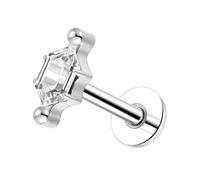 ENONTY G23 Titanium Flat Back Earrings Studs 20g 18g 16g F136 Titanium Labrets Press Fit Threadless Push In Dainty Cartilage Helix Conch Lobe Lip Tragus Piercing Jewelry Push Back, S, Titanium, cubic