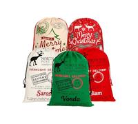 ENONY Custom Name Santa Sack - Large Personalised Christmas Bag with Drawstring Reusable Festive Storage for Kids Family Christmas Morning