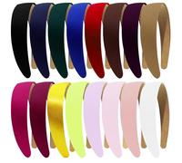 enop Multicolor Satin Headbands for Women 1 Inch Anti-slip Colorful Ribbon Hair Bands for Girls Plain Hard Headbands for Crafts 16 Pack DIY Headband(White Black Pink Red Purple Wine Yellow Green Blue)
