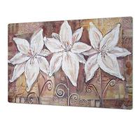 Enormous Tempered Glass Chopping Board - Induction Cooktop Cover - Single: 80 x 52 cm; Double: 40 x 52 cm; Flower Series DD06B