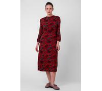 Enorsia Abstract Print Wide Neck Midi Dress In Red Red