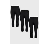 Enorsia Black High-Waisted 3/4 Length Everyday Leggings 3 Pcs Pack Black