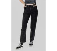 ENORSIA Black Wide-Leg Comfort Jeans With Waist Cut-Outs - 18 - 99% Cotton, 1% Spandex - Black