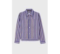 Enorsia Blue Stripe Pattern Cropped Jacket Multi