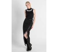 Enorsia Boots Denim Maxi Skirt In Black Black