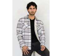 ENORSIA Borg Lined Plaid Check Shacket - S - White - 100% Cotton; Body & Sleeve Lining: 100% Polyester