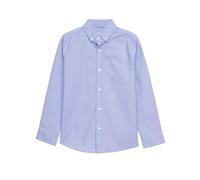 Enorsia Boys Long Sleeve Stretch Oxford Shirt (3-14 Years) with Soft Cotton Blend Febric Button-Down Collar, Smart Casual School Shirt Multiple Colours & Easy Care (10 Years, Blue)