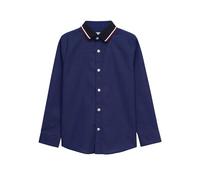 Enorsia Boys Long Sleeve Tipped Collar Shirt (3-14 Years) Stretch Oxford Fabric, Button-Up Front, Smart Casual School Shirt for Boys (7 Years, Navy)