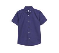 Enorsia Boys Short Sleeve Oxford Shirt - Stretch Cotton Smart Casual School Uniform Top - Classic Button-Down Collar - Lightweight and Breathable Boy's Shirt for Everyday Comfort - Navy, 14 Years