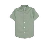 Enorsia Boys Short Sleeve Oxford Shirt - Stretch Cotton Smart Casual School Uniform Top - Classic Button-Down Collar - Lightweight and Breathable Boy's Shirt for Everyday Comfort - Green, 12 Years