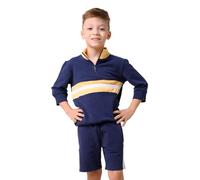 Enorsia Boys Zip Up Colour Block Sweatshirt With Half Zip Collared Neck And Colour Stripe Pattern - Navy, 6 Years