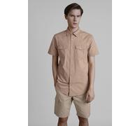 ENORSIA Brown Stretch Ripstop Short Sleeve Utility Shirt - M - Brown - 96% Cotton, 4% Spandex