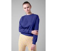 ENORSIA Button Shoulder Crewneck Sweatshirt - 10 - Navy - 90% Cotton, 10% Elastane