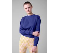 Enorsia Button Shoulder Crewneck Sweatshirt In Navy Navy