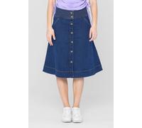 Enorsia Button Through Denim Skirt In Blue Blue