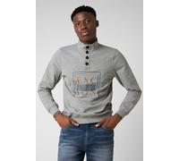 ENORSIA Button-Up Funnel Neck Sweatshirt - M - Grey - 92% Cotton, 8% Elastane