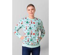 Enorsia Christmas Print Crew Neck Sweatshirt In Light Blue Light Blue