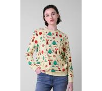 Enorsia Christmas Print Crew Neck Sweatshirt In Yellow Yellow