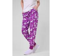 Enorsia Christmas Purple Colour Festive Printed Joggers Purple
