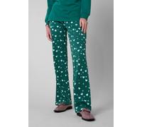 Enorsia Christmas Snow Heart Printed Trousers In Dark Green Dark Green
