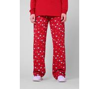 Enorsia Christmas Snow Heart Printed Trousers In Red Red