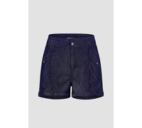 Enorsia Classic Folded Hem Light Weight Denim Shorts In Navy Navy