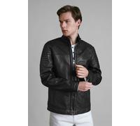 ENORSIA Classic Mens Premium Leather Jacket - S - Black - Body: 100% Genuine Leather; Lining: 100% Polyester