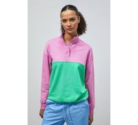 Enorsia Colour Block Ls High Neck Sweatshirt In Pink Pink