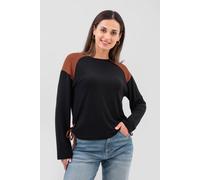 Enorsia Colour Block Raglan Sleeve Tops In Black Black