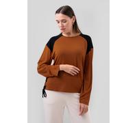 Enorsia Colour Block Raglan Sleeve Tops In Brown Brown