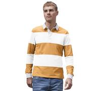 Enorsia Colour Block Woven Collar Polo Shirt with Long Sleeves, Half Placket, Rib Details at Cuff and Woven Collar in Twill Fabric (UK, Alpha, M, Regular, Regular, Yellow)