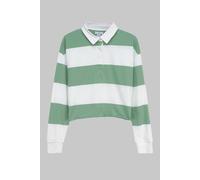 Enorsia Combed Cotton Y/d Oversized Cropped Long Sleeve Polo Shirt In Green Green