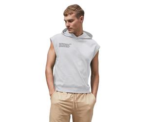 Enorsia Contrast Printed Sleeveless Hoodie With Lettering Print On Chest, Premium Comfort Relaxed Fit Hoodie - White, S