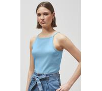 Enorsia Core Square Neck Ribbed Crop Vest In Blue Blue
