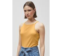 Enorsia Core Square Neck Ribbed Crop Vest In Yellow Yellow