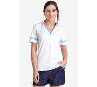 Enorsia Cornelia Stripe Short Sleeve Polo Shirt In Light Blue Light Blue