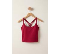 Enorsia Cotton Stretch Cross Back Crop Cami Tops In Red Red