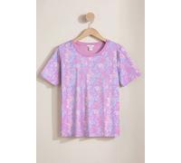 Enorsia Crayon Leaf Combed Cotton Relax Fit T-Shirt In Pink Pink