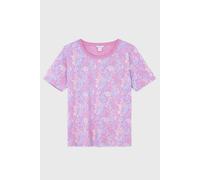 Enorsia Crayon Leaf Combed Cotton Relax Fit T-Shirt In Pink Pink