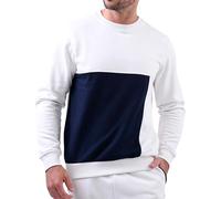 Enorsia Crew Neck Colour Block Regular fit Sweatshirt With Long Sleeves, Cuffs, And Hem Made With Soft Rib (White, XL)